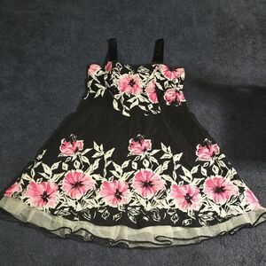 Dress Barn Black and Pink Floral Formal Dress